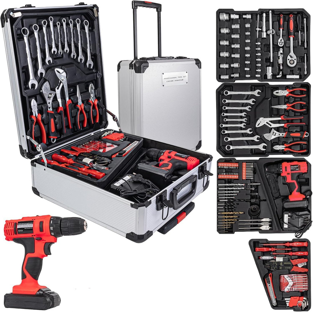 154-Piece Cordless Power Drill & Tool Set with Rolling Case