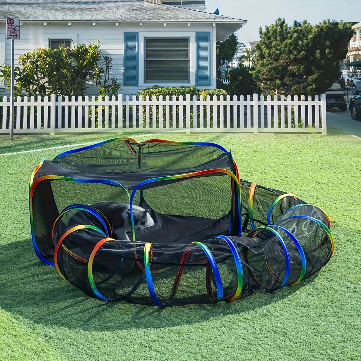 Portable Outdoor Cat Tent and Tunnel Playpen with Storage Bag