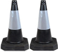 '- 2 X 500Mm High Black Traffic Safety Street Cone Reflective Sleeve Suitable for Highways Heavy Duty Weighted Base Black Safety Cone Pedestrian Separator