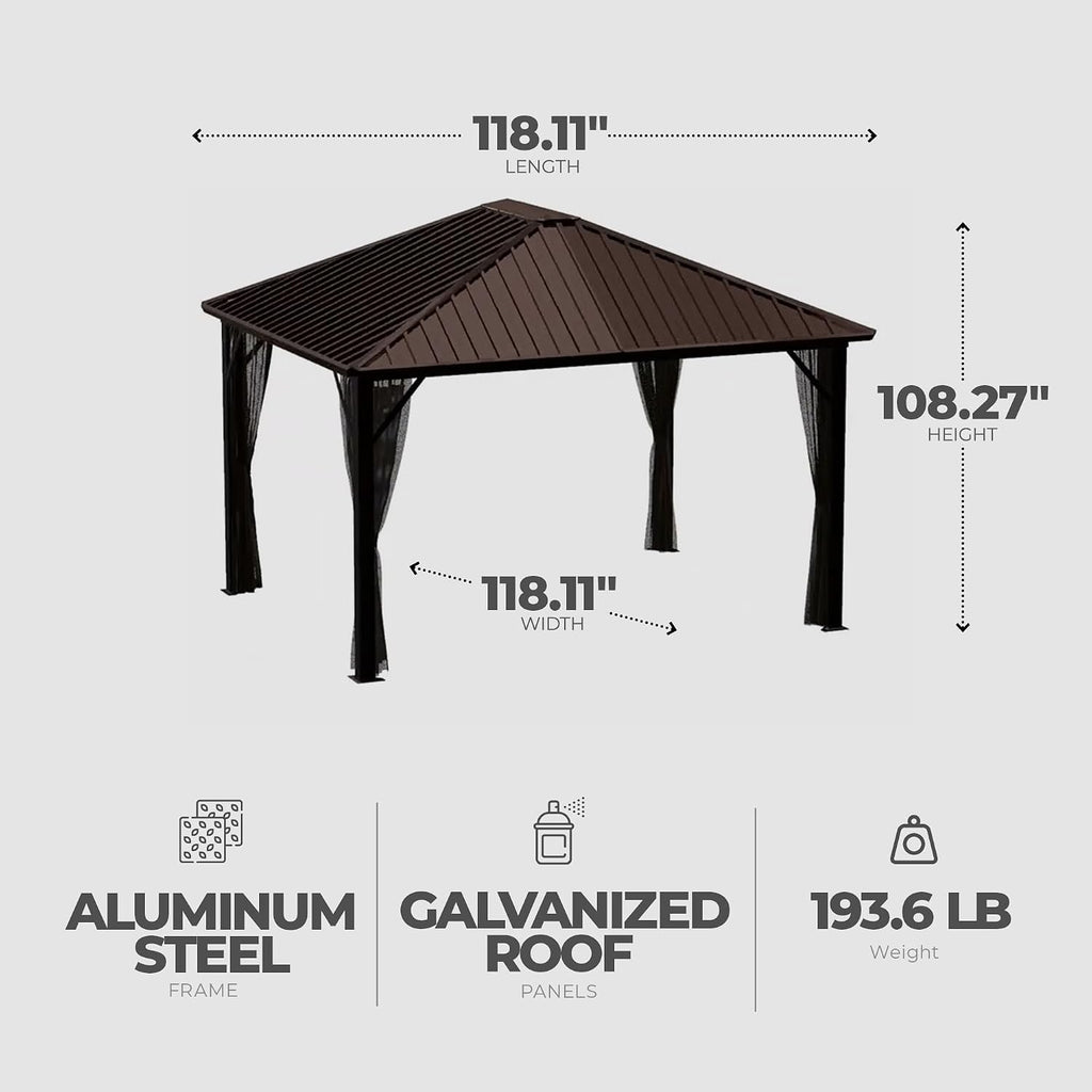 Outdoor 10' X 10' Dakota Hardtop Gazebo Outdoor Sun Shelter