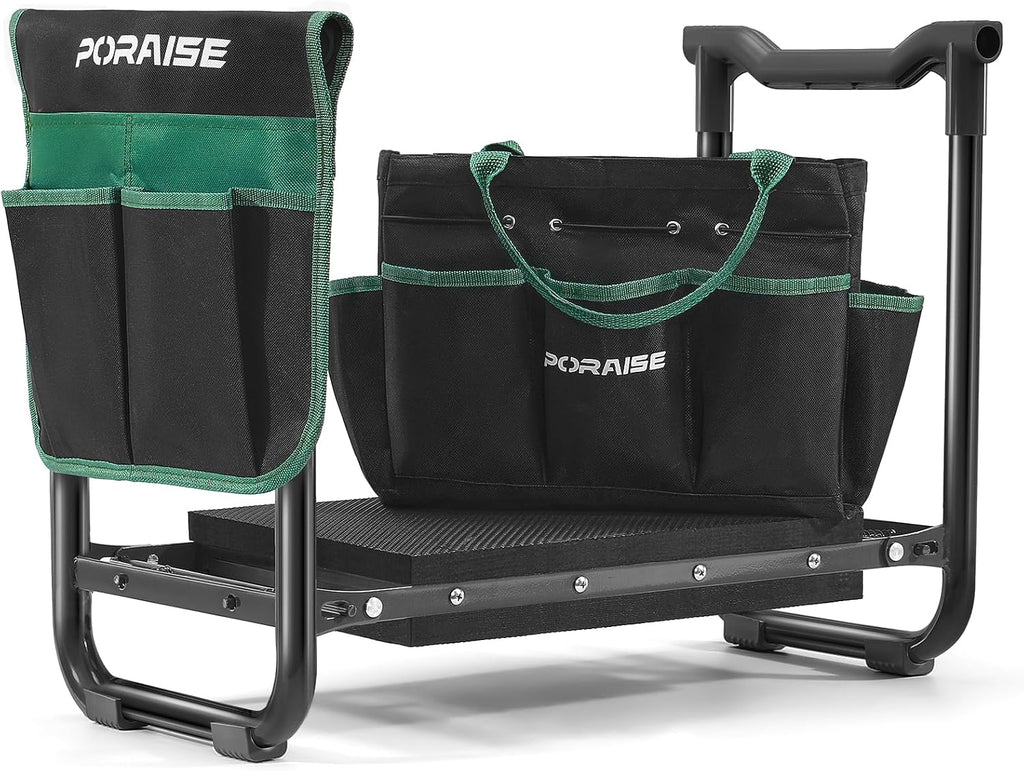 Garden Kneeler and Seat Heavy Duty, Wider and Thicker Kneeling Pad Stool | Foldable Gardening Kneeling Stool with 2 Tool Pouches, Gardening Gifts Tools for Women Mom Men Seniors Elder