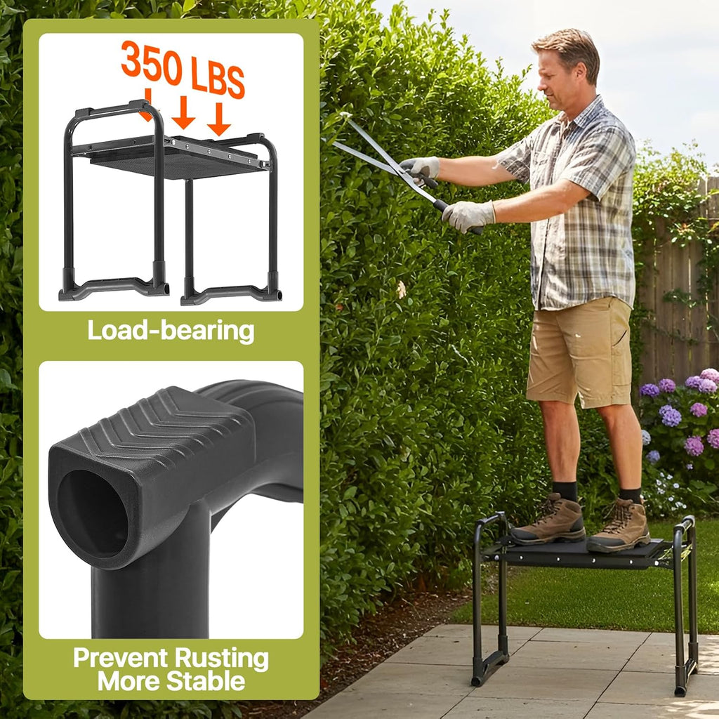 Garden Kneeler and Seat Heavy Duty, Wider and Thicker Kneeling Pad Stool | Foldable Gardening Kneeling Stool with 2 Tool Pouches, Gardening Gifts Tools for Women Mom Men Seniors Elder