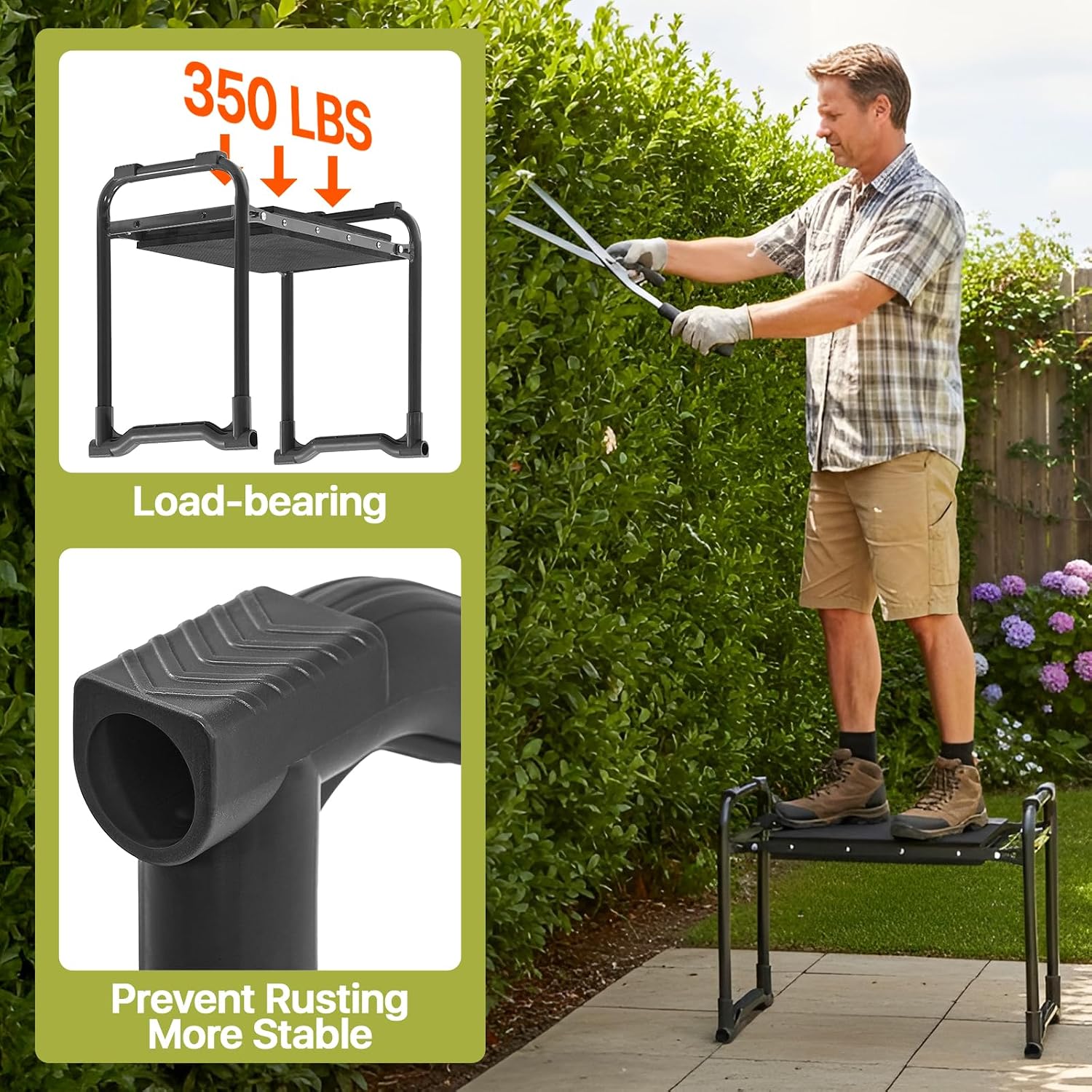 Garden Kneeler and Seat Heavy Duty, Wider and Thicker Kneeling Pad Stool | Foldable Gardening Kneeling Stool with 2 Tool Pouches, Gardening Gifts Tools for Women Mom Men Seniors Elder