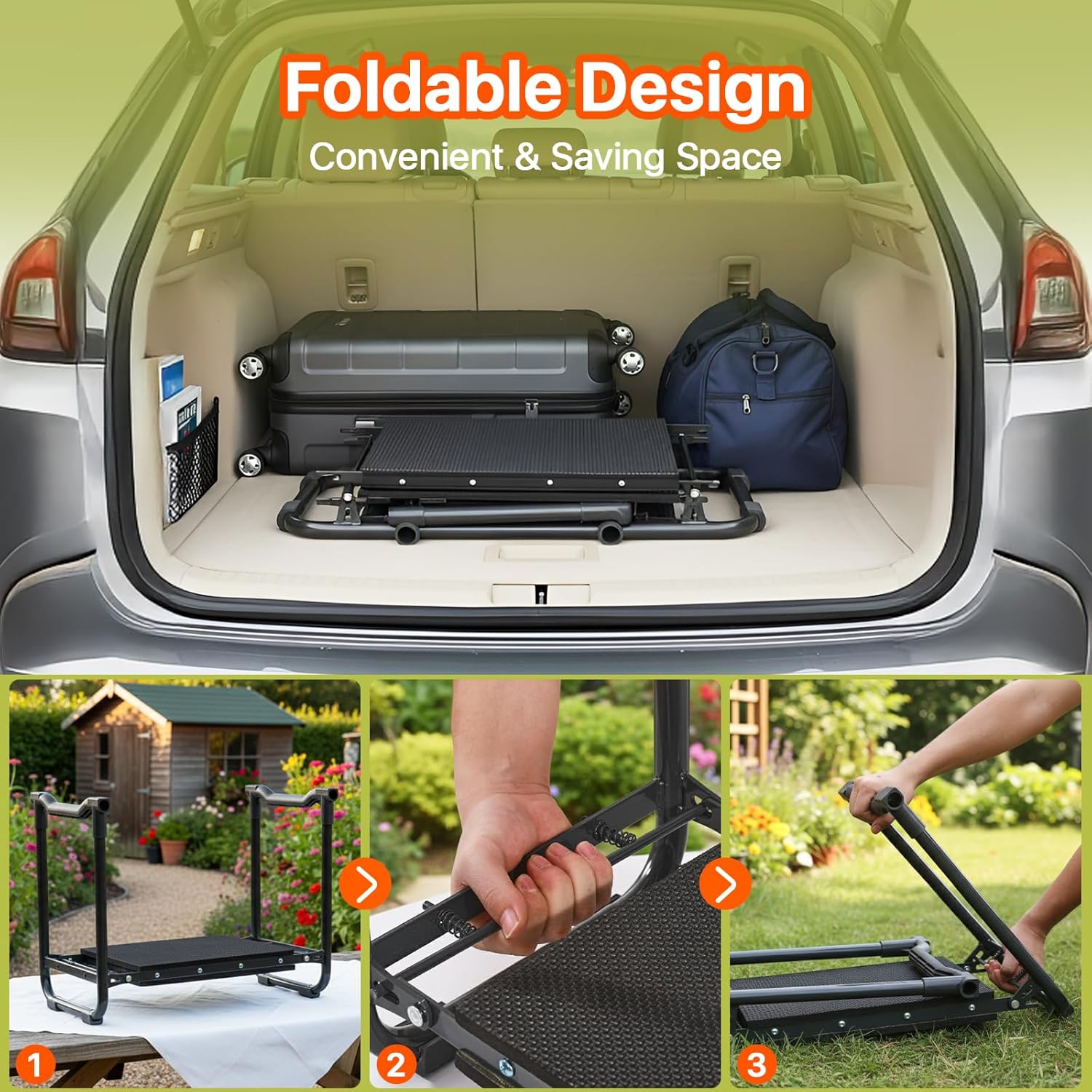 Garden Kneeler and Seat Heavy Duty, Wider and Thicker Kneeling Pad Stool | Foldable Gardening Kneeling Stool with 2 Tool Pouches, Gardening Gifts Tools for Women Mom Men Seniors Elder