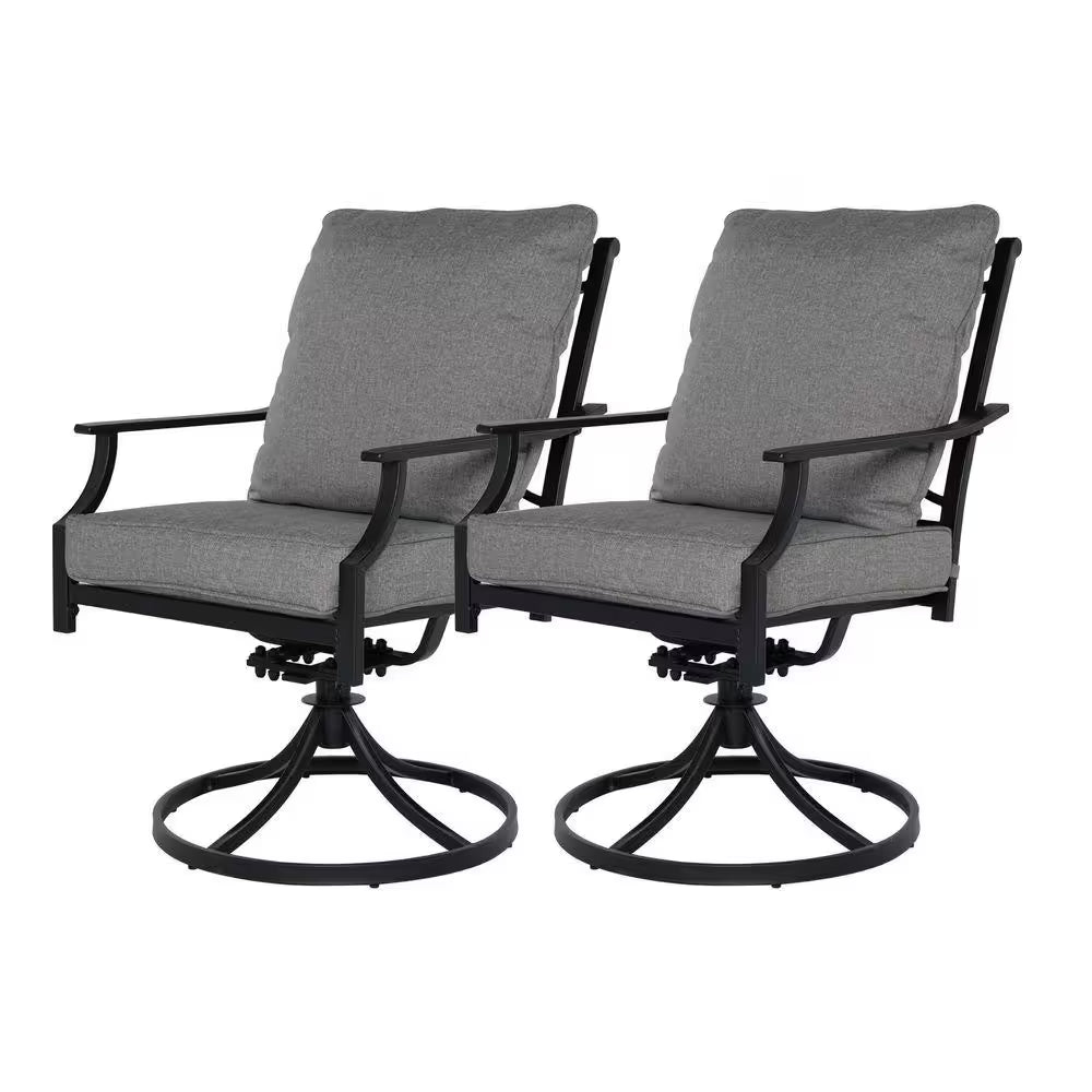Outdoor Swivel Dining Set for 2, Metal Outdoor Rocking Chair, Outdoor Furniture Set with Cushions