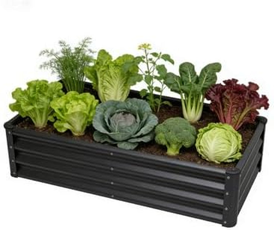 Raised Garden Bed 2 Pack 8X4X1Ft, Premium Galvanized Raised Garden Bed, Large Raised Garden Beds Outdoor for Deep-Rooted Vegetables, Flowers, Green and Herbs, Black